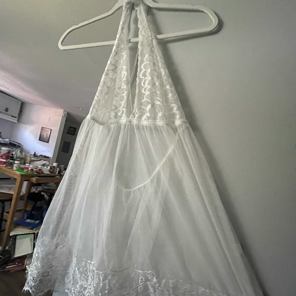 COPY - Plus Contrast Lace Mesh Halter Dress - Picture 2 of 4